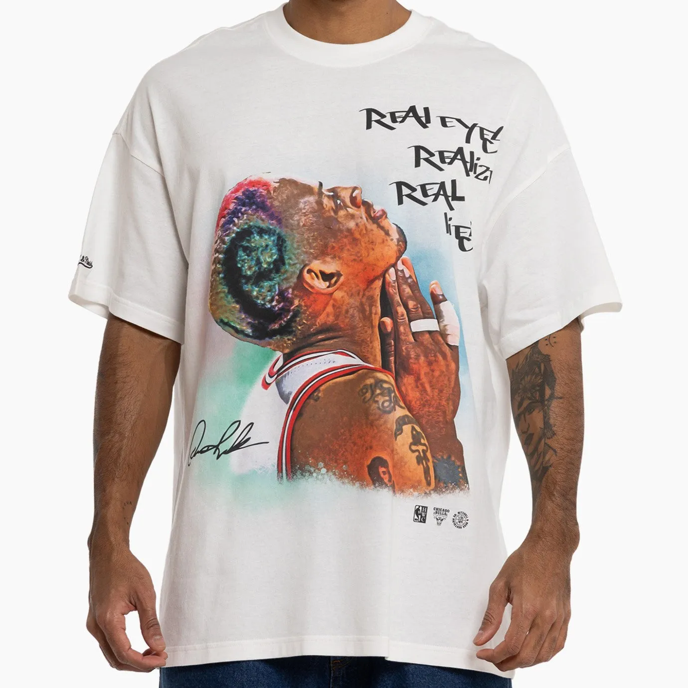 Mitchell & Ness NBA Real Lies Tee Chicago Bulls Rodman Vintage White