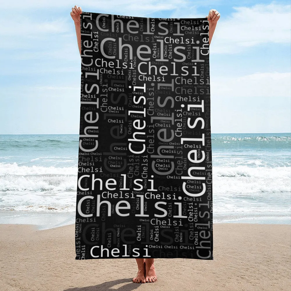 Personalized Name Pattern Beach Towel for Kid Summer, Summer Gift, Birthday Gift for Boy Girl